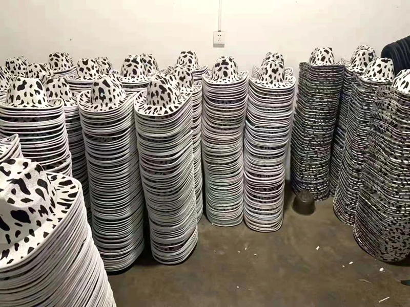 Haiwin Party Custom Wide Brim Cowboy Cowgirl Hat Wholesale Unisex Double-sided Cow Print Western Cowboy Hats