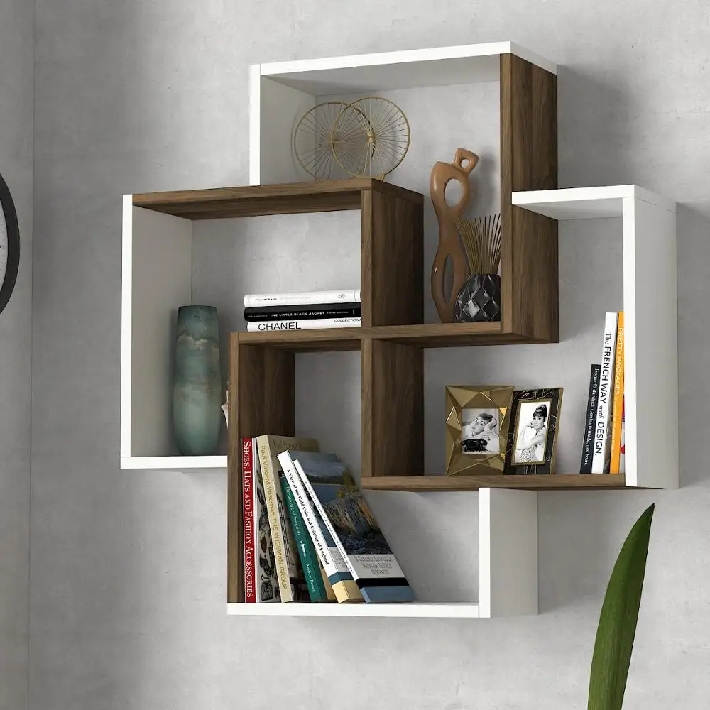 Dragon Wood Wall Mount White Walnut  Color Wall Shelf Modern Design Home Furniture