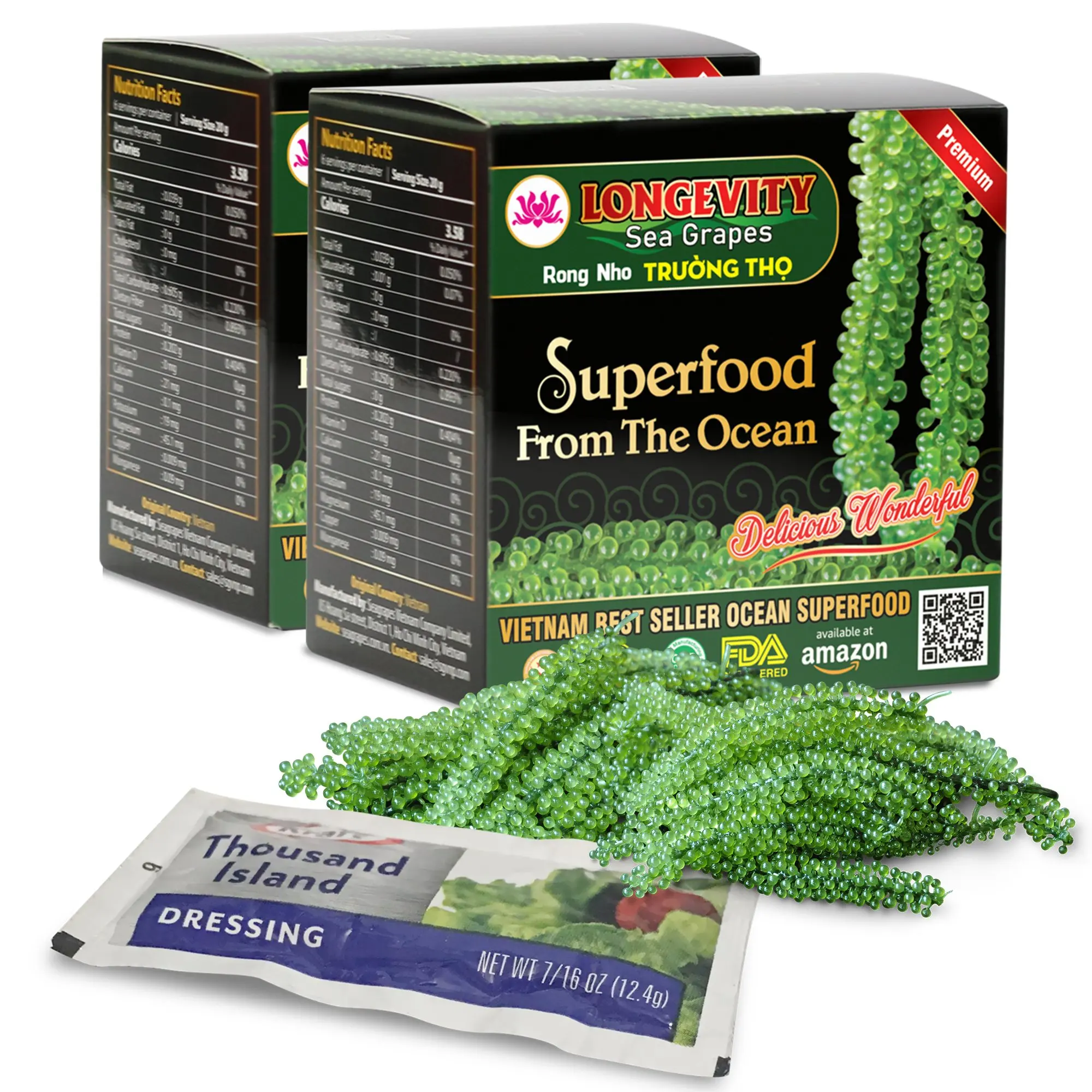 Долговечность, приятный вкус, сушеный 7 дюймов, длина 10 см, 2 коробки, 12 упаковок Обезвоженного морского винограда