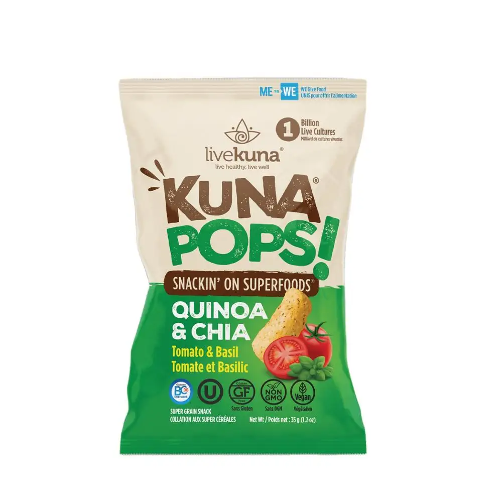 1.2 Ounce 35G-In Tomato & Basil Flavor Livekuna Organic Glutenn Free Vegan Superfoods Quinoa Snack