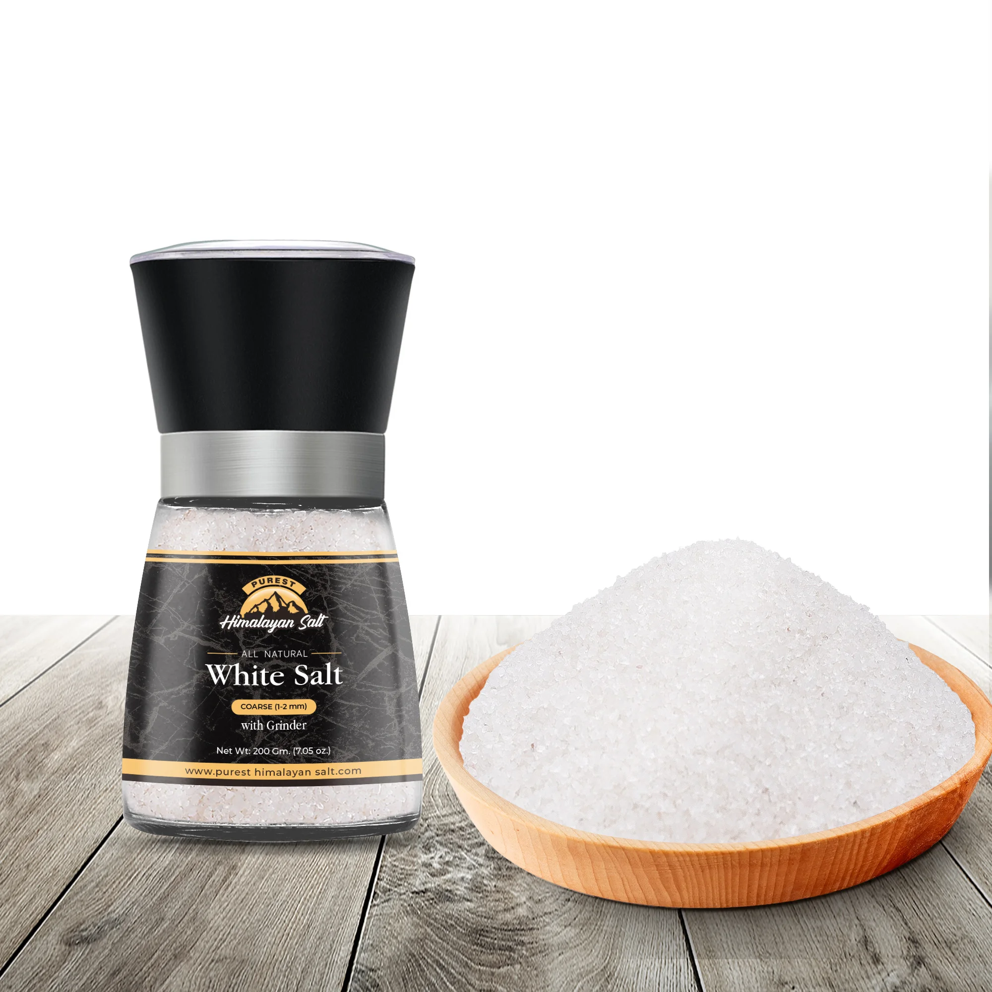  ADIBLE Регулируемый Керамический Резак для соли стеклянная мельница 200 г (7 05 унции) с чистой гималайской белой солью грубой 1-2 мм