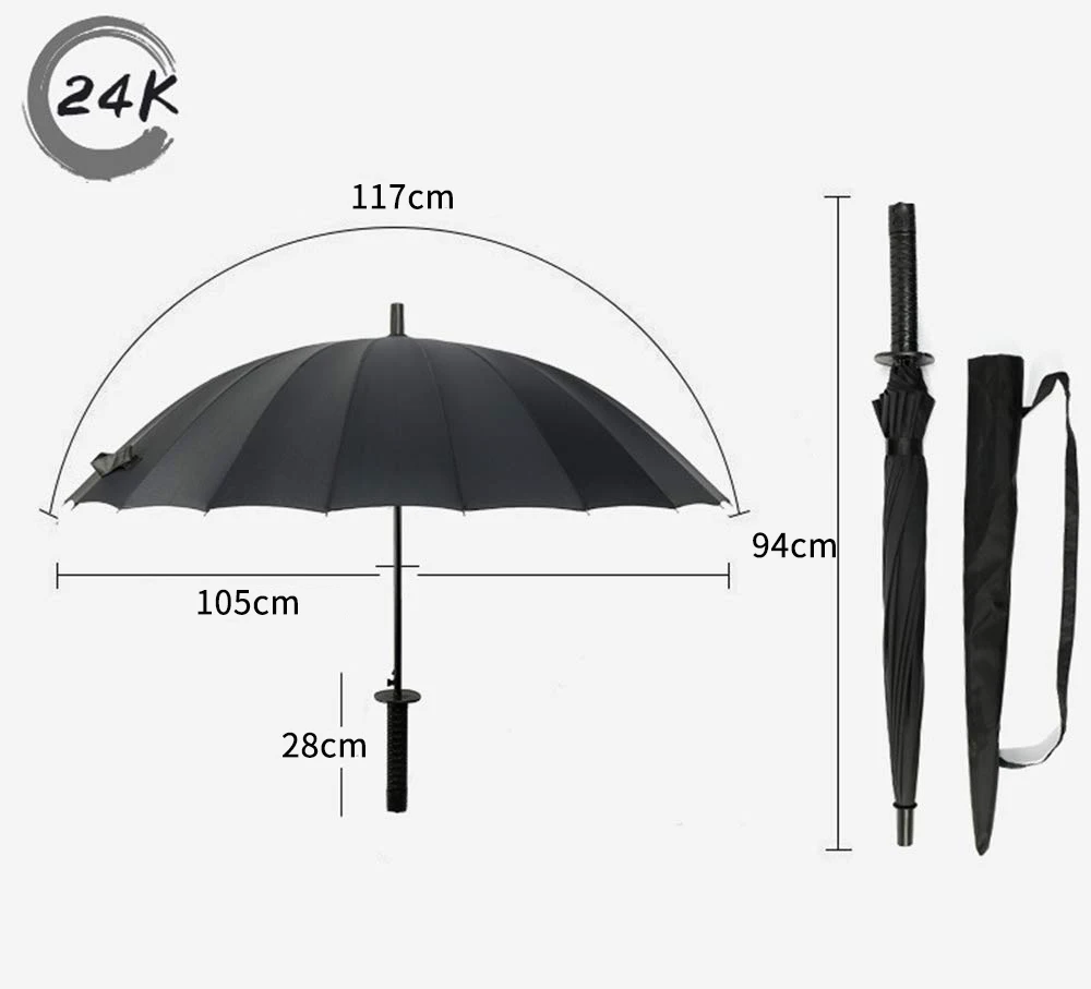 24ribs 16ribs 8ribs big size innovate new creative semi auto japanese katana handle blade runner samurai sword umbrella