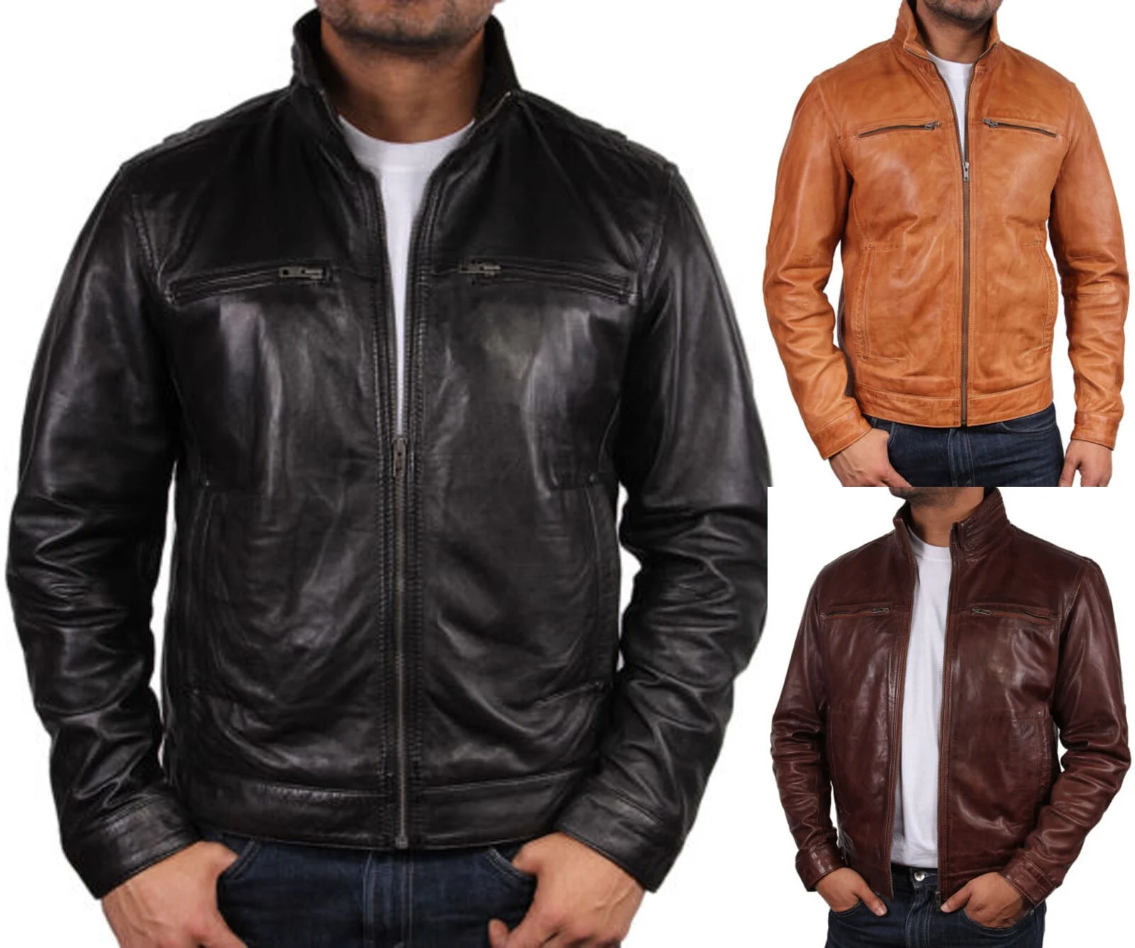 Мужская байкерская куртка из натуральной кожи, повседневная куртка-бомбер из натуральной кожи в стиле ретро, облегающая модная повседневная одежда, куртка