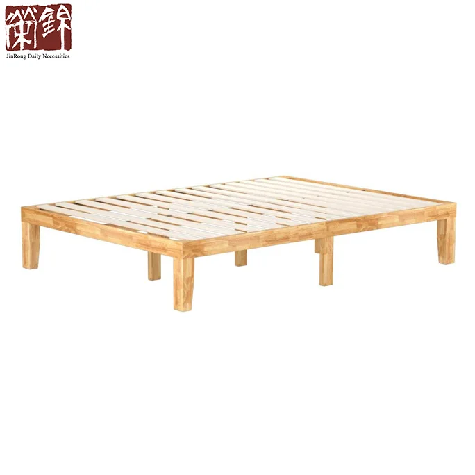 
14 Inch Wood Platform Bed Wood Slat Support Natural Finish Bed Queen Size Wooden Bed 