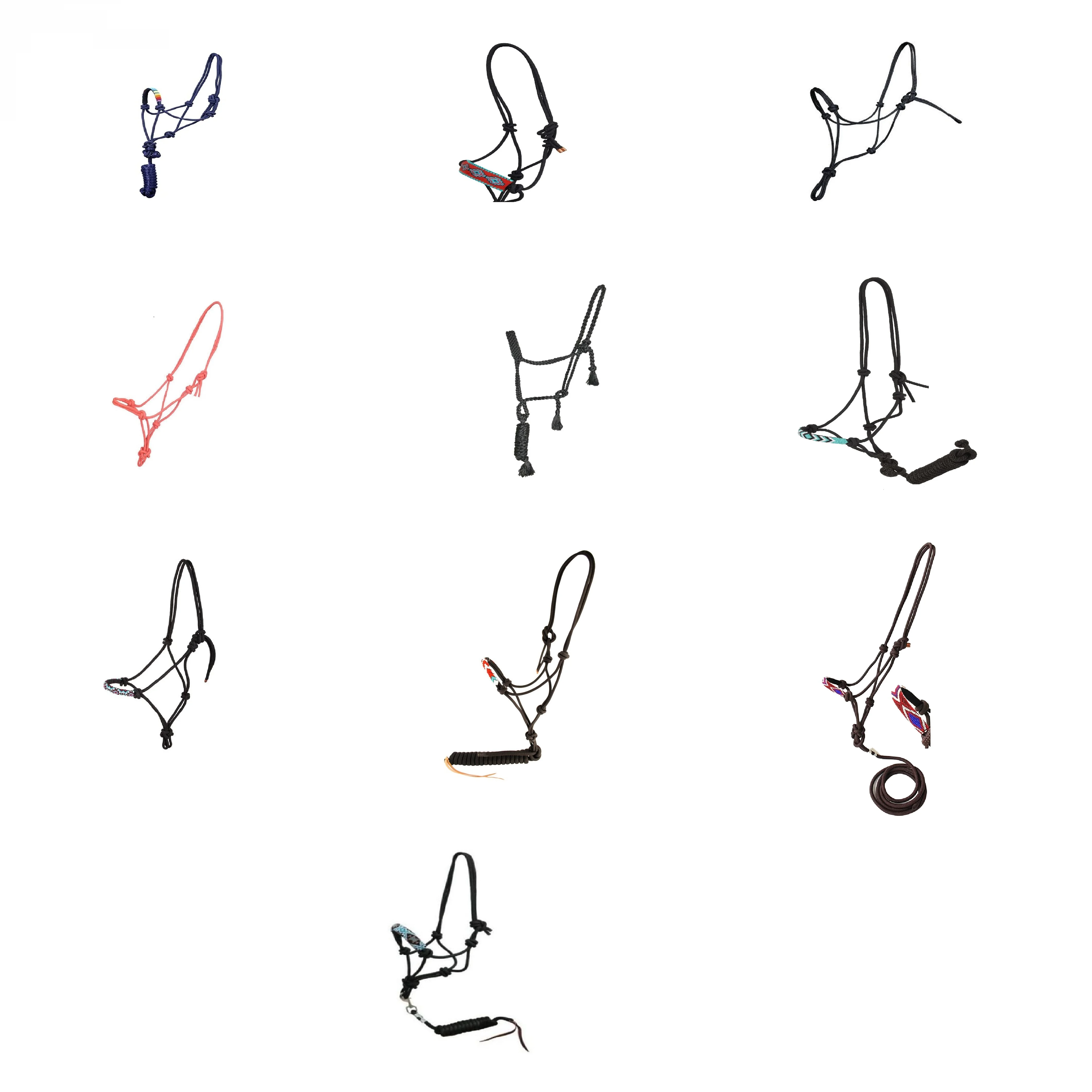 Horse Rope Halter Equestrian Hand Knotted Braided Rope Horse Riding Halter With Designer Noseband Matching lead Rope available