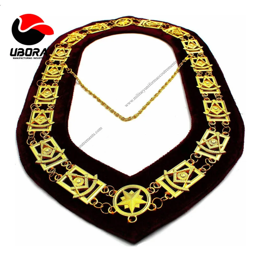 Воротник с металлической цепочкой Masonic Regalia Knight Templar золотистый на черном