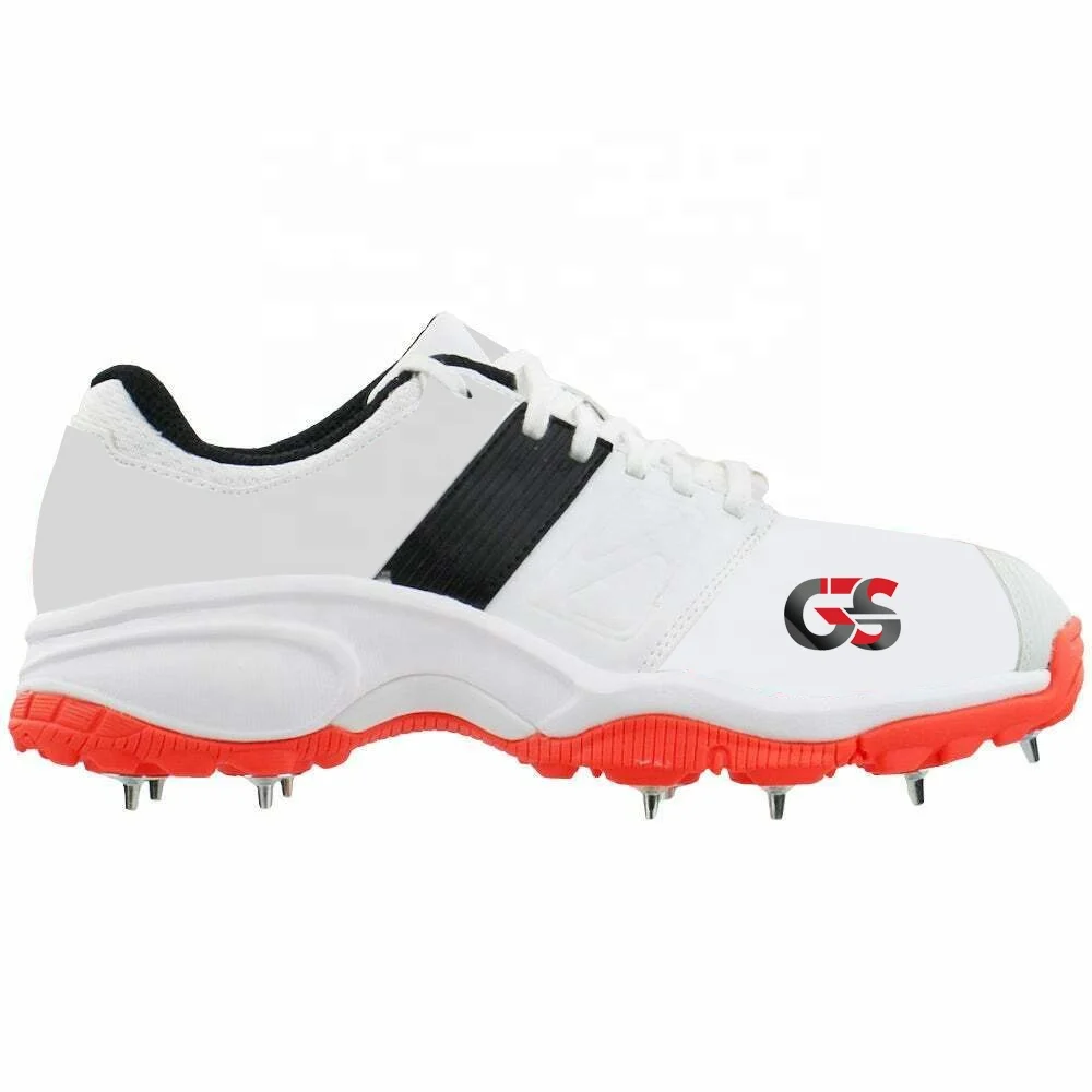 New Design Hot Sale Red Soles White Upper Professional Cricket Spikes Water Resistant Lining Men and Women Cricket Spikes Shoes