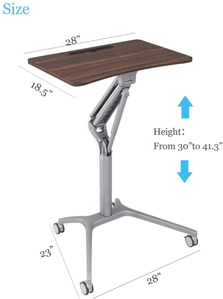 
Single Leg Pneumatic Sit to Stand Desk Height Adjustable Workstation Desk with Movable Base 