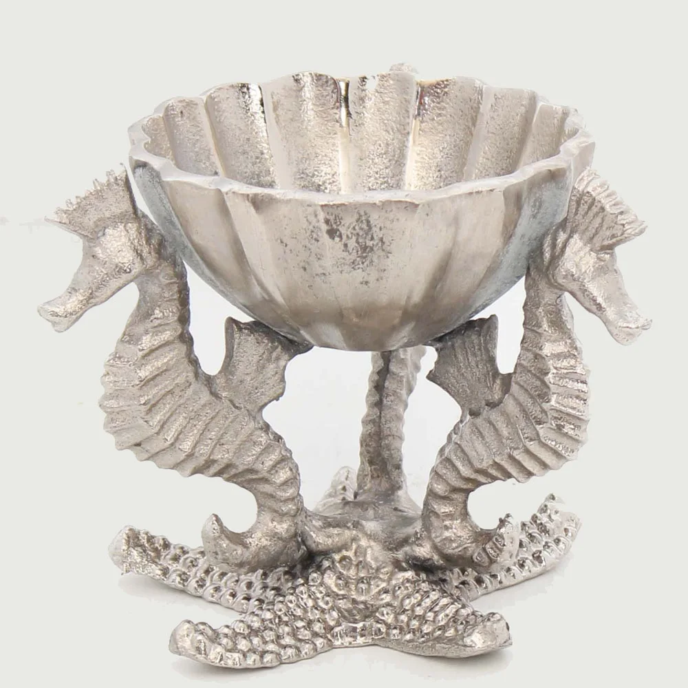 Latest serving  bowl in raw aluminum  Good Quality dual sea horse on star fish Aluminum Decorative Bowl For Sale from india
