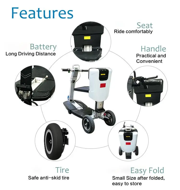 Горячие продажи 3 колеса подвижности повседневной мобильности 350 Вт бесщеточным Мотором для взрослых складной электрический мотоцикл багажный скутер