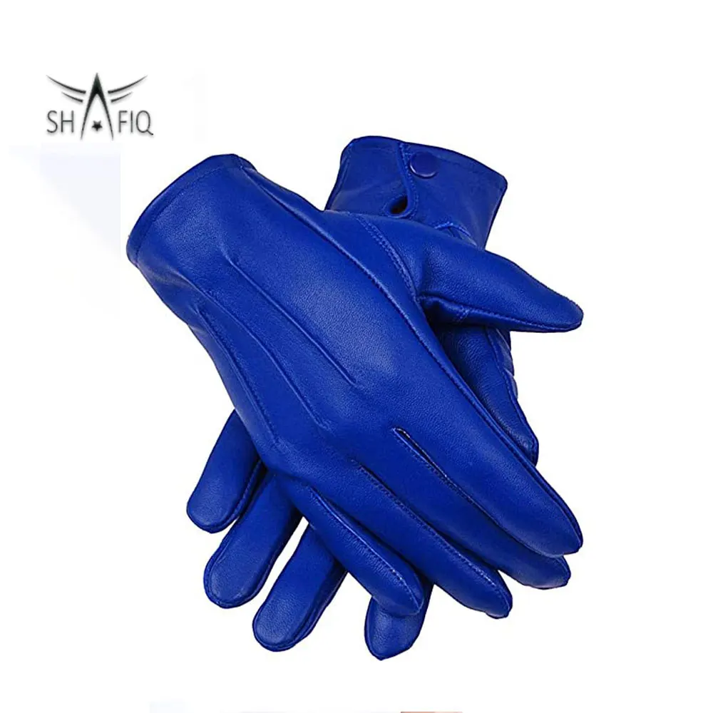 Rib Logo Printed Design High quality Goat Leather Winter Gloves Fashion Soft Black Leather Gloves