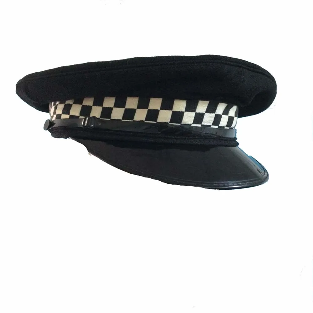 British Officer Peaked Cap with head band and chin strap VINTAGE Listed bonnet