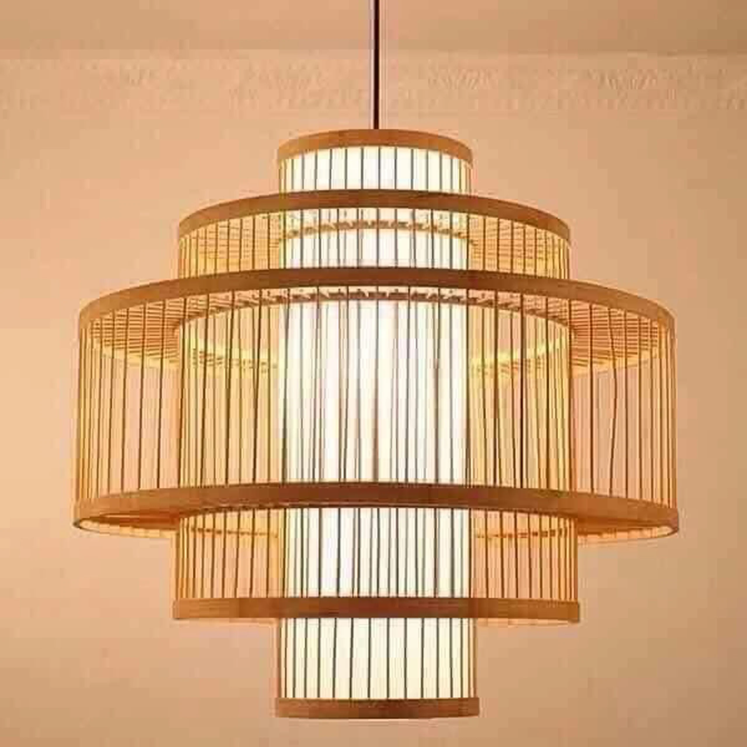 Best Seller 3 Layers Bamboo Lampshade Creative Design Modern Japanese Chinese Traditional Farmhouse Home Rattan Lampshade Frames