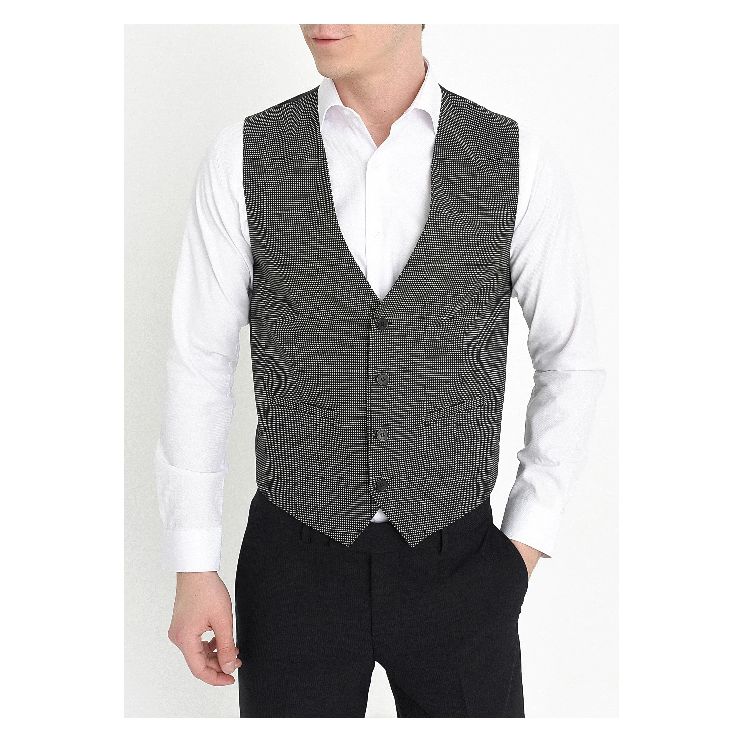 
Высококачественный однобортный жилет в горошек из %-70 хлопка, мужской жилет для костюмов, дешевый жилет для костюма 