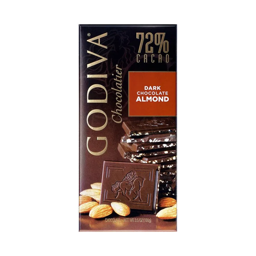 Godiva 100g Tablet Dark Chocolate 72% Almond