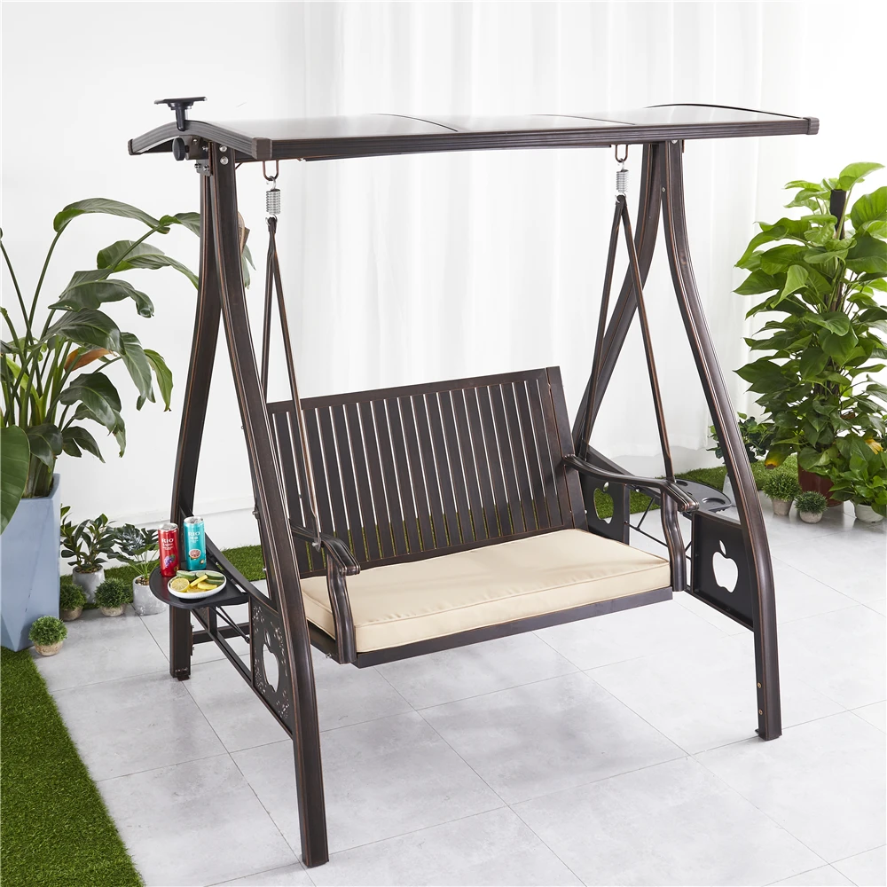 3 seater garden swing chair patio hammock chair swing outdoor cast aluminum  hanging chair