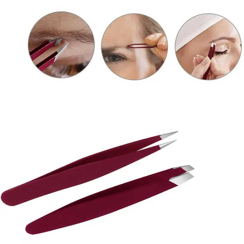 Wholesale Cosmetic Tool Portable Beauty Tool Stainless Steel black Eyebrow Tweezers Rose Gold eyebrow tweezers private label