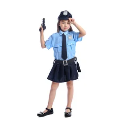 Cute Little Officer Uniform Game Children Girl Cosplay Police Costume Kids Halloween