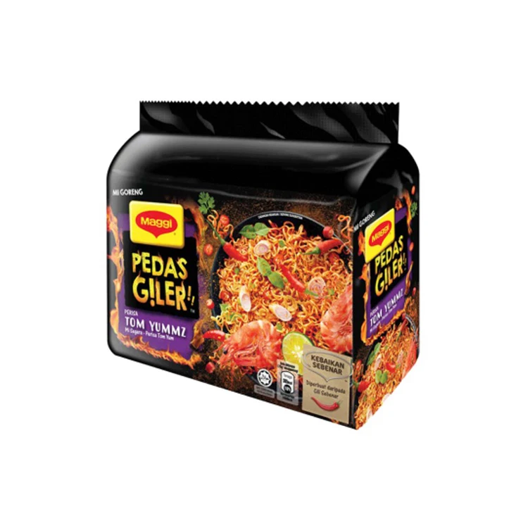 Easy to Make 2 Minutes MAGGI Pedas Giler Instant Noodles with Tom Yummz Flavour (76g x 5 Packs)