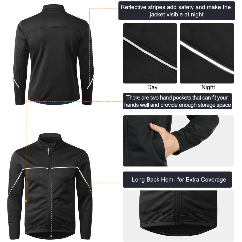 mens outdoor waterproof polyester plain rain jacket windbreaker Winter Mens Windproof Thermal Cycling Running Jacket