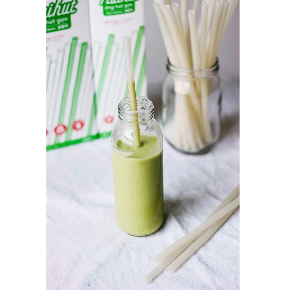 Natural OEM Wheat Rice Straw 8mm Edible Drinking Straw Natural White Color From Vietnam