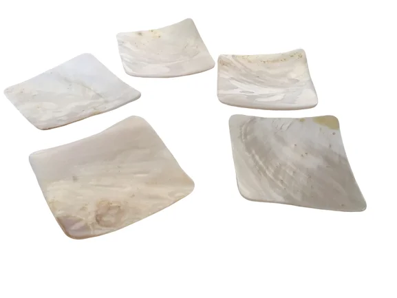 White Square-shape Caviar Dish Mother of pearl Dish Mother of pearl shell plate 9cm Perfect for serving Premium Caviar