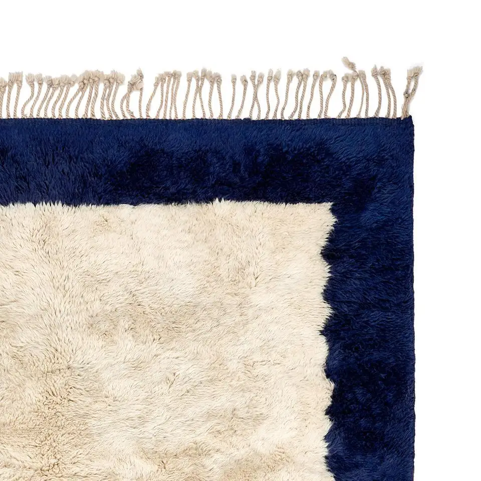 Unique Beni ourain rug soft bedroom rug Moroccan Boho Beni Ourain  Albertina Hand Knotted Wool Cotton Black Beige Area Rug