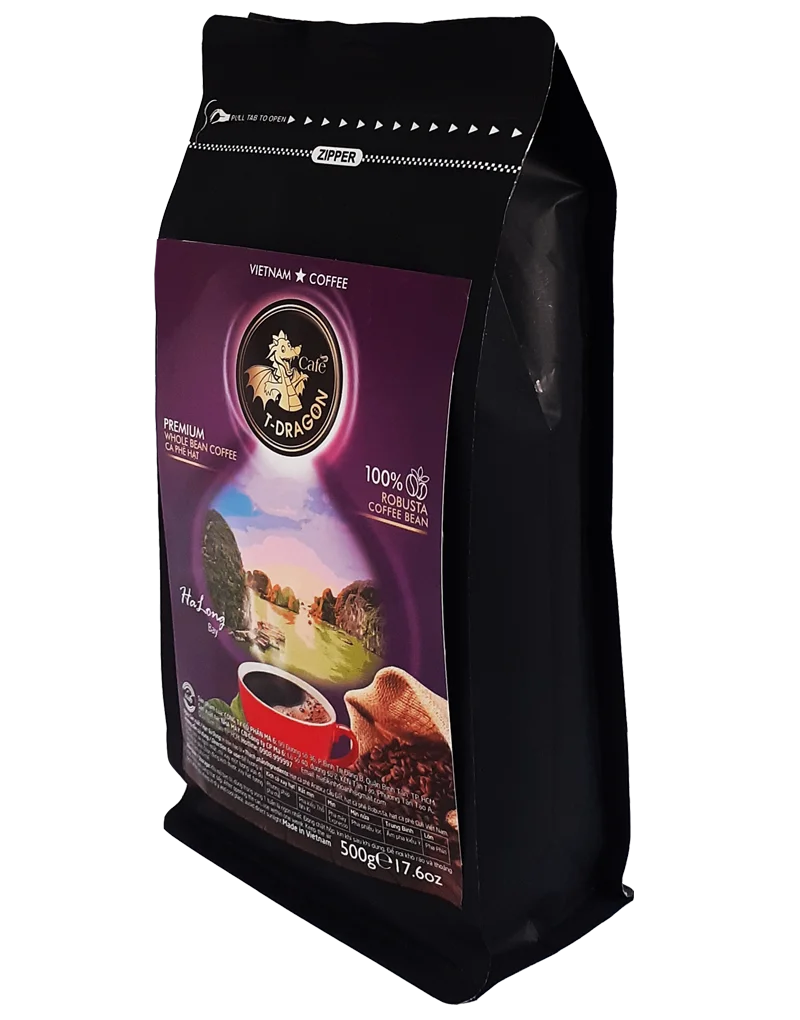 Bag Packaging Sugar-Free MEDIUM ROAST CAFE T-DRAGON - PREMIUM WHOLE BEAN - ROBUSTA COFFEE BEAN From Vietnam