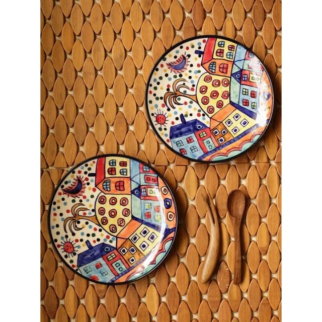 Blue Pottery Hand Painted Handpainted Decorative Plates Indian Plates Pottery Art Hand  Best Quality Blue Pottery Plates 10 inch