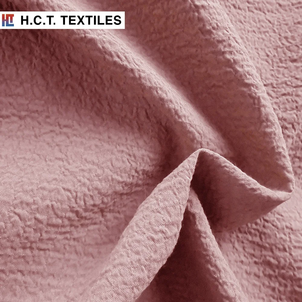 Лидер продаж эластичная ткань seersucker 140 г вискоза полиэстер спандекс гладкая сморщенная муслиновая