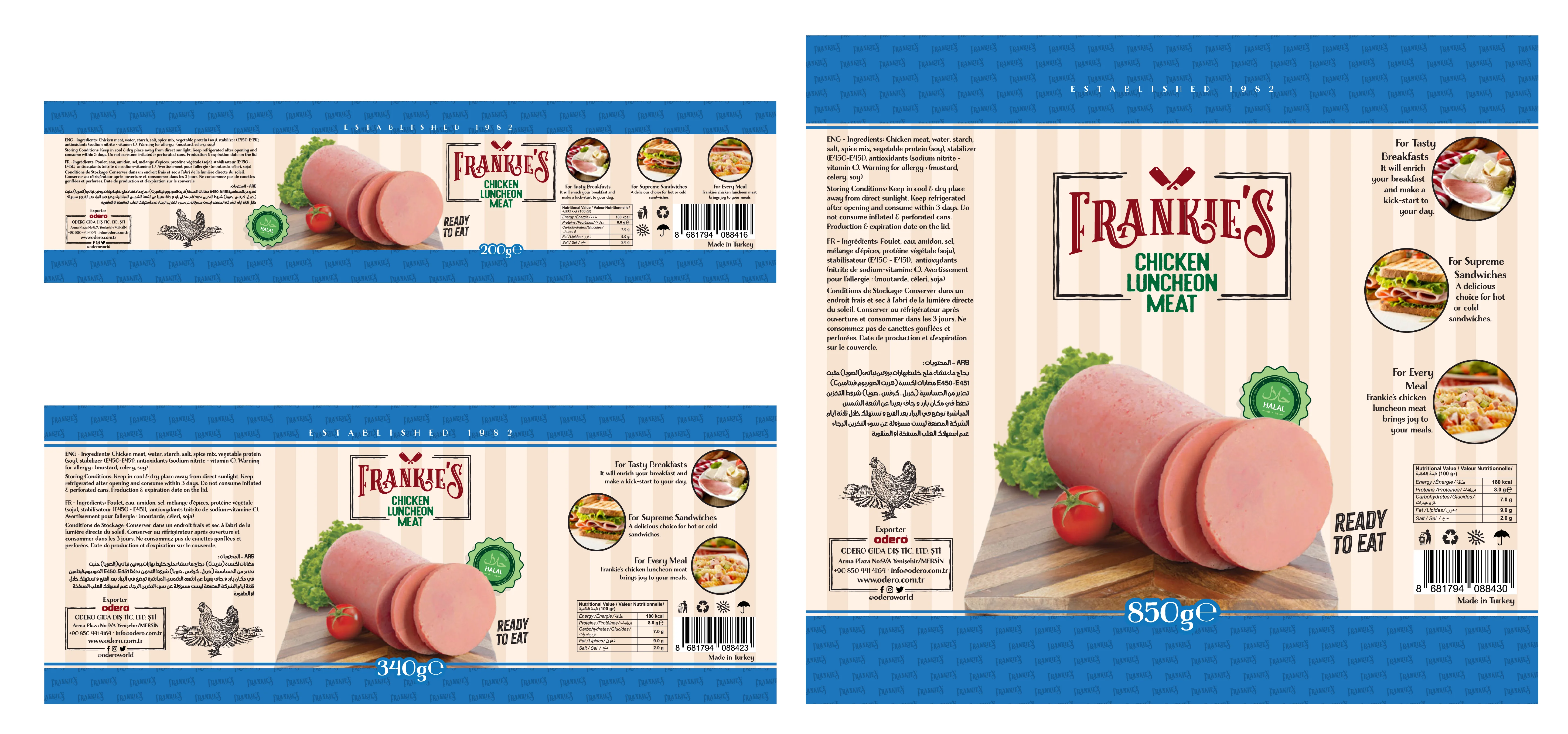 
850 gr Frankies Chicken Luncheon Meat Premium Quality Affordable Price 