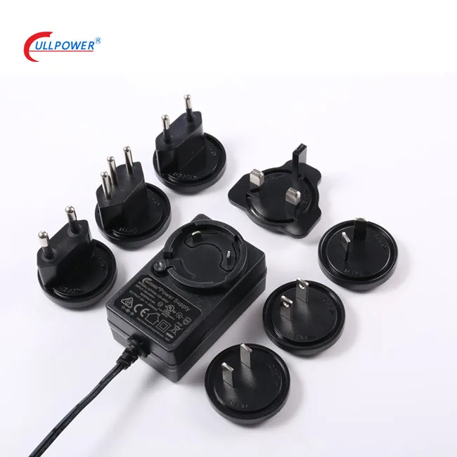 High quality cUL CE GS PSE KC certificates 12v 2a 2.5a 24v 1a 1.25a inerchangeable plug power adapter