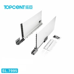 TOPCENT, Тандемная коробка, полностью удлиняющийся мягкий закрывающийся ящик, скользящий металлический ящик с бампером, скользящая роликовая дорожка