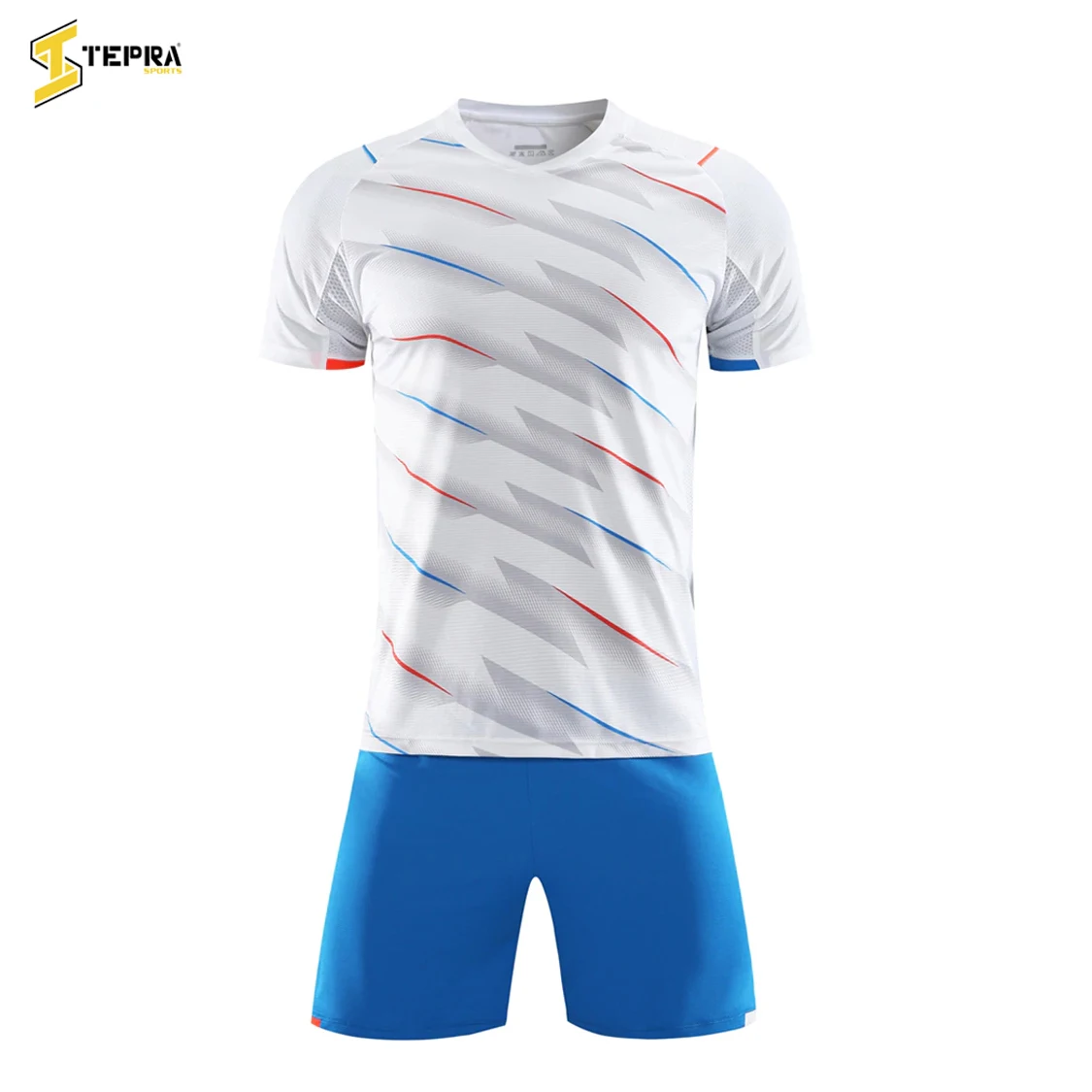 High Quality Red Breathable Lightweight Unisex Soccer Uniform Sublimation Custom Logo Football Jersey and Short