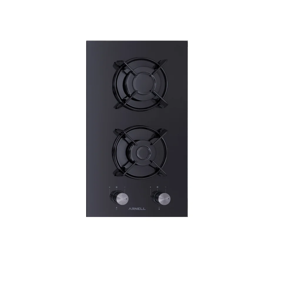 
Built-In 2 Gas Burner Black Glass 
