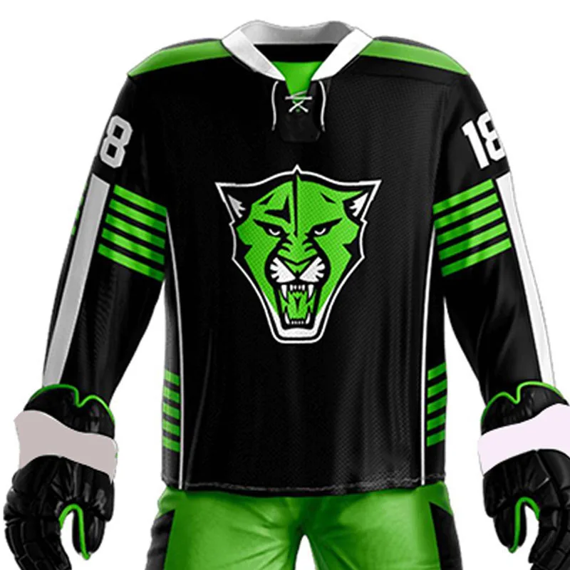 Новое поступление Мужская Высококачественная зеленая униформа для хоккея с сублимационной печатью