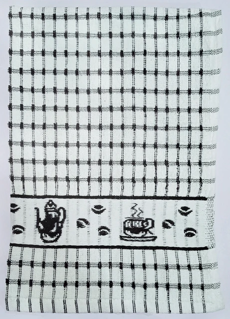 
100% Cotton Woven Jacquard Coffee Time Terry Tea Towels 
