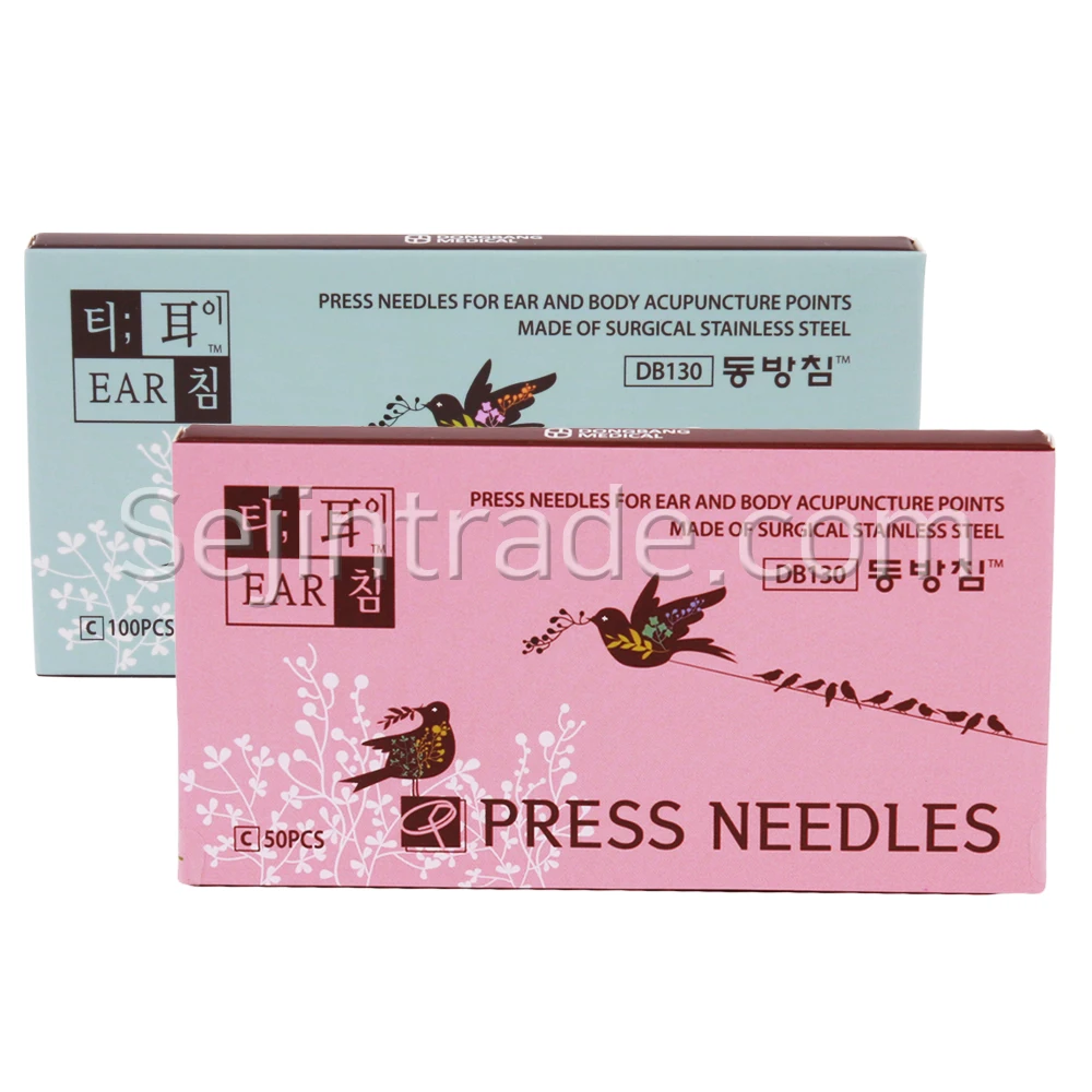 Иглы для прессования DONG BANG 2 типа DB130A и DB130B, одноразовые стерильные иглы для иглоукалывания из нержавеющей стали (1000 шт./кор.)