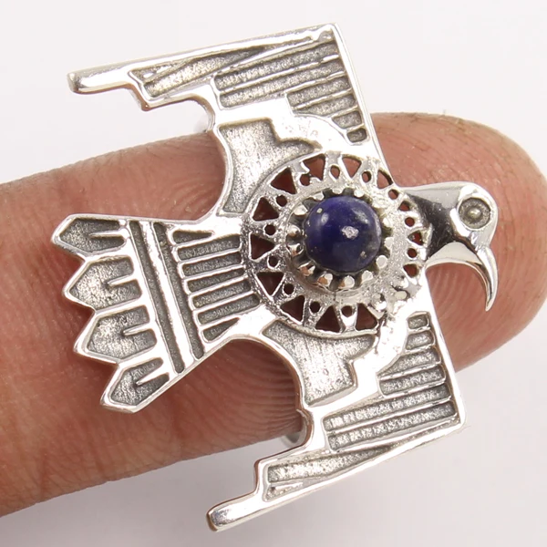 Eagle Unique Design 925 Pure Sterling Silver Ring All USA Size Natural Lapis Lazuli Rings 5x5 Round Cab Gemstone