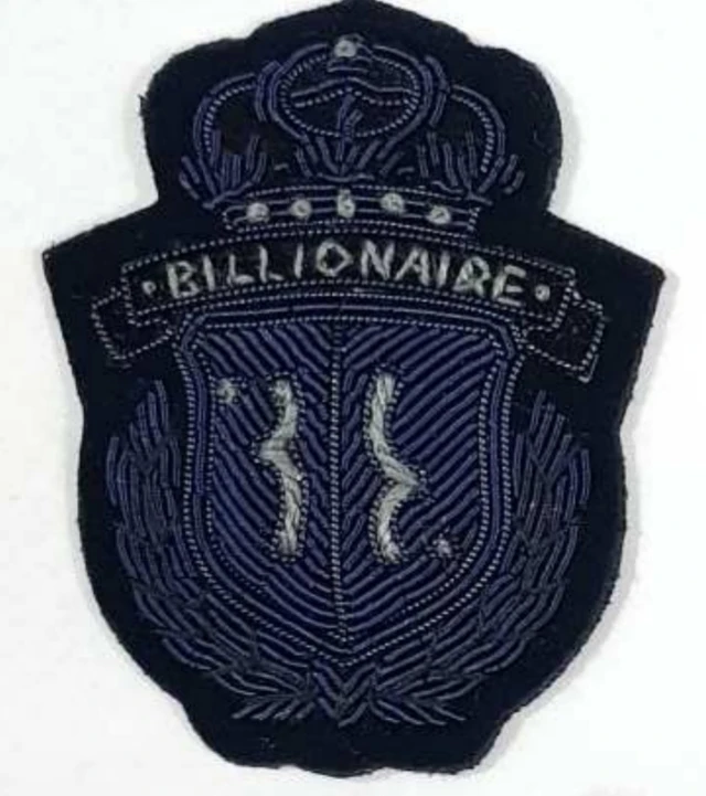 FULLY HAND EMBROIDERED BILLIONAIRE WIRE BLAZER BADGES HIGH QUALITY CUSTOM