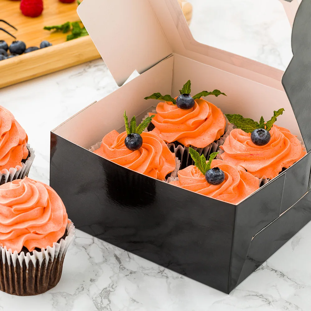 
Cafe Vision Square Black Cupcake Window Box - Fits 4 - 6 1/4