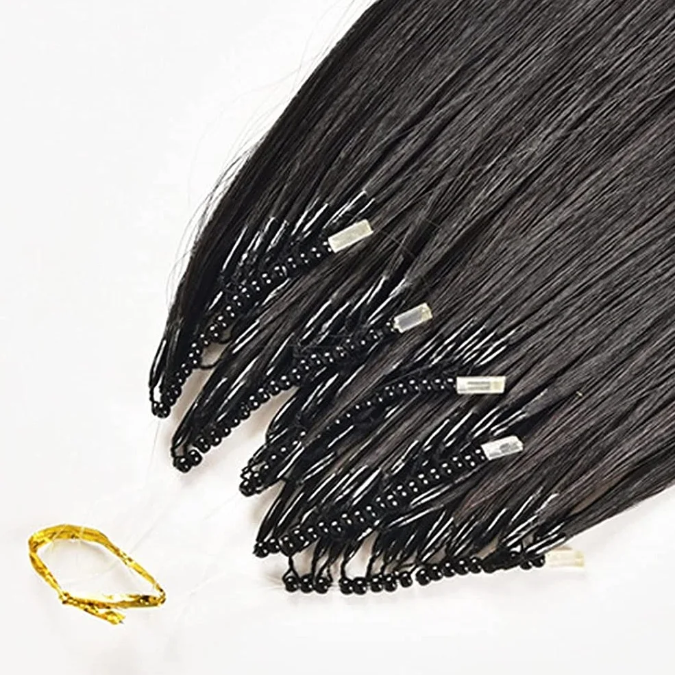 8D Micro loop ring bead hair Extension All lengths Hair Extension Virgin I tip Hair Double Drawn