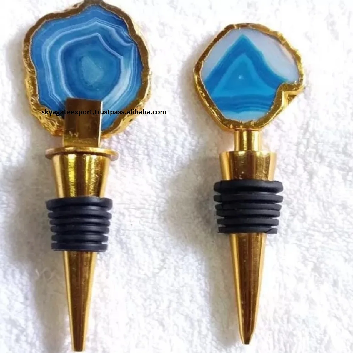 WHOLESALE NATURAL CRYSTAL AGATE BOTTLE STOPPER : GEMSTONE AGATE WINE BOTTLE STOPPER BUY FROM SKY AGATE EXPORT