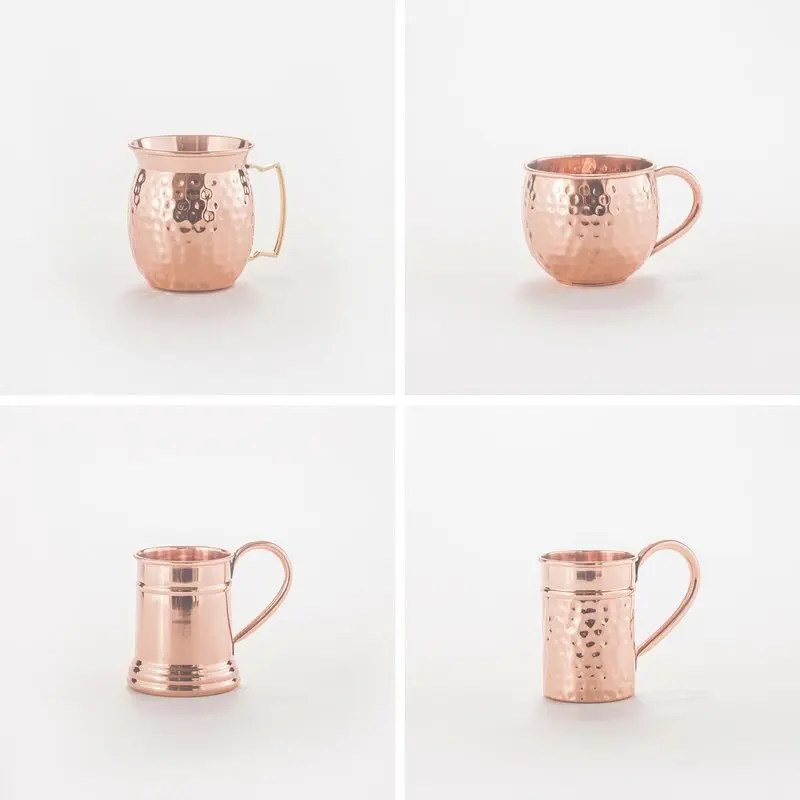 High Quality New Styles Factory Price Coffee Cup Handmade Hammered Copper Moscow Mule Mugs With Tray