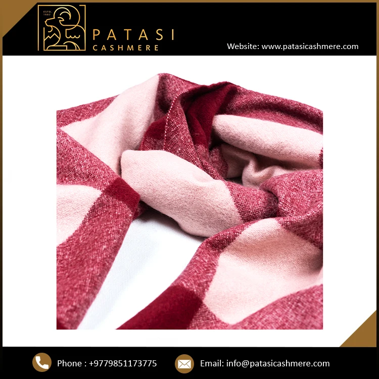 Buy High Quality Women Scarf Thick Felted Cashmere Scarf with Stripe Pattern Muffler Pashmina Style Fringes Direct Factory Price