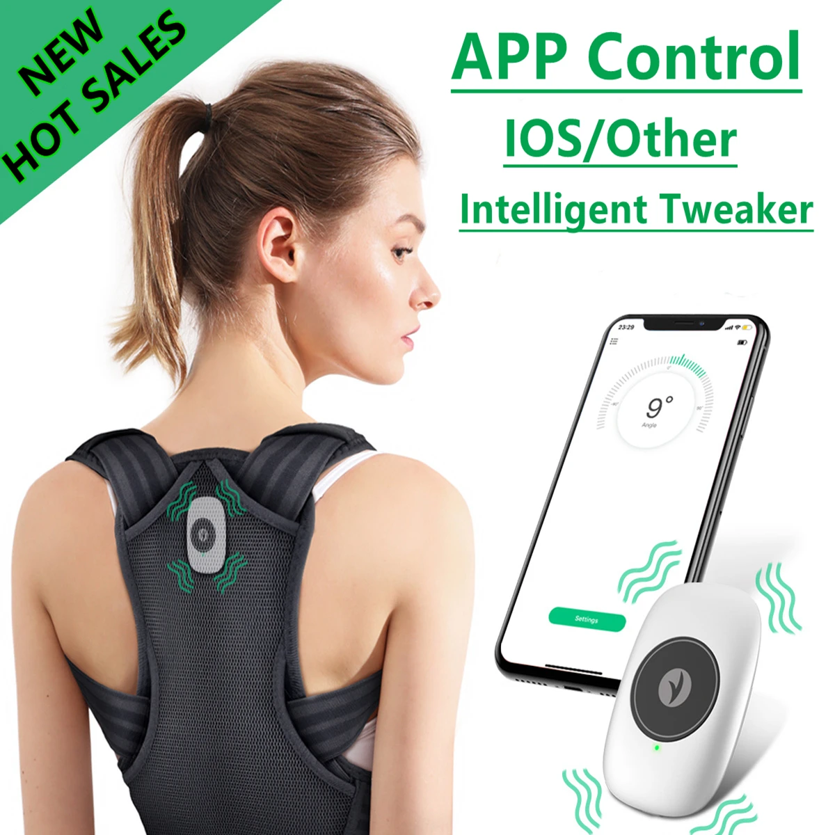 Posture Trainer and Corrector for Back Strapless Discreet  Smartphone intelligent control real-time monitoring