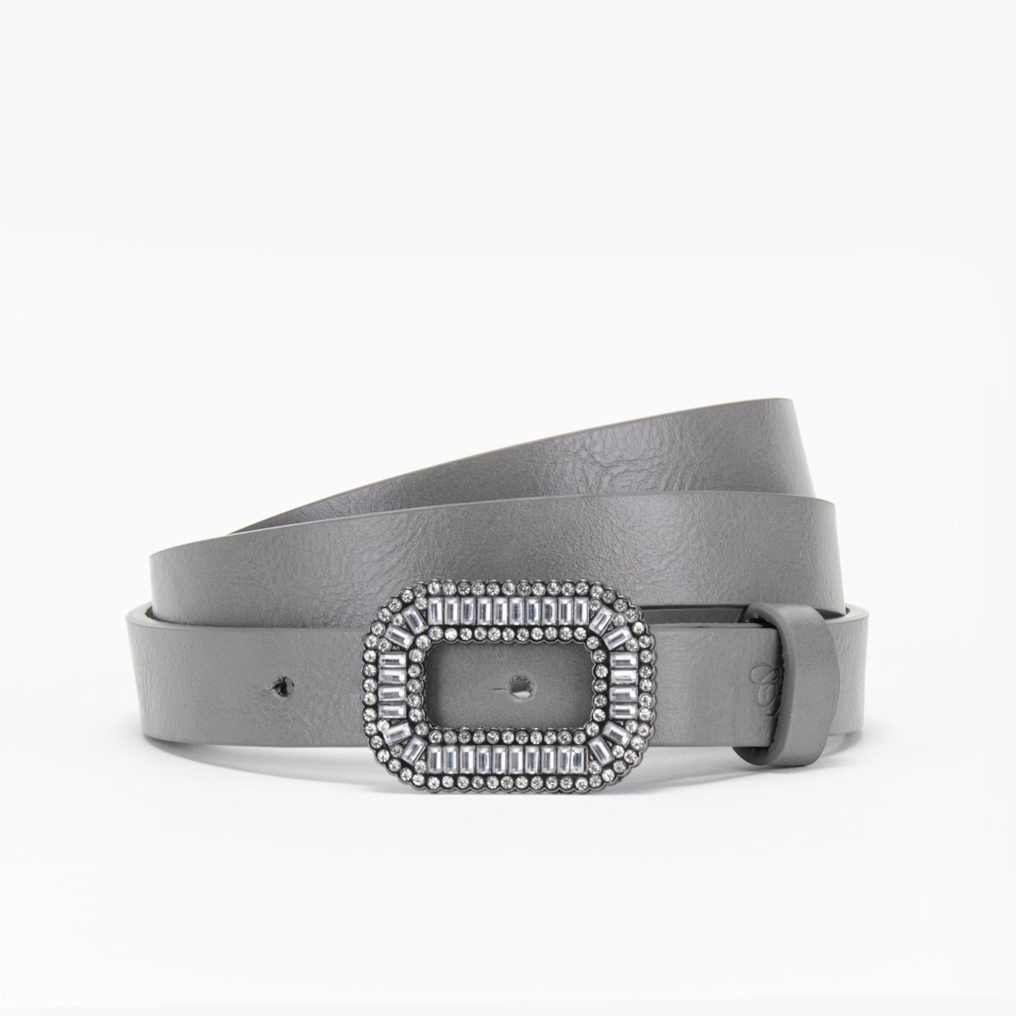 
Grey-colored Belt with Crystal Buckle Closure|Women Accessories 