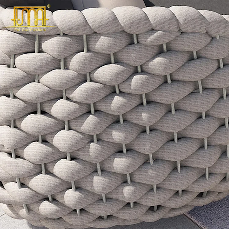 Outdoor furniture pool side 3 seat aluminum rope patio garden sofa set