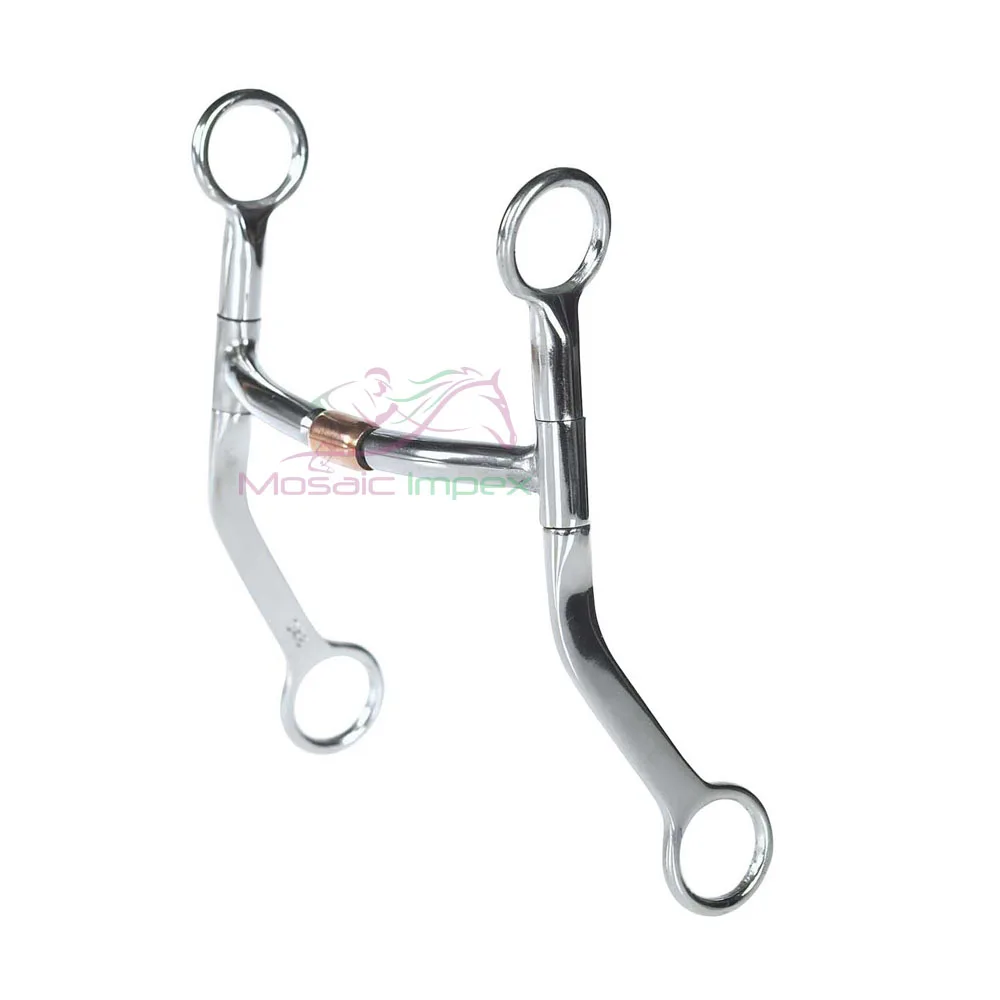 Mosaic Impex Horse Equipment Racing Bits Stainless Steel Weymouth Bits Improved Medium Port Mouth with Hooks and Curb Chain