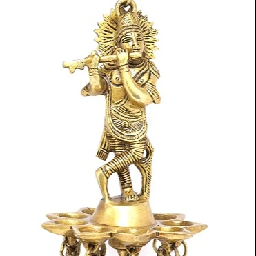 
Brass Krishna Hanging Diya (Yellow_5 Inch X 5 Inch X 8 Inch) 